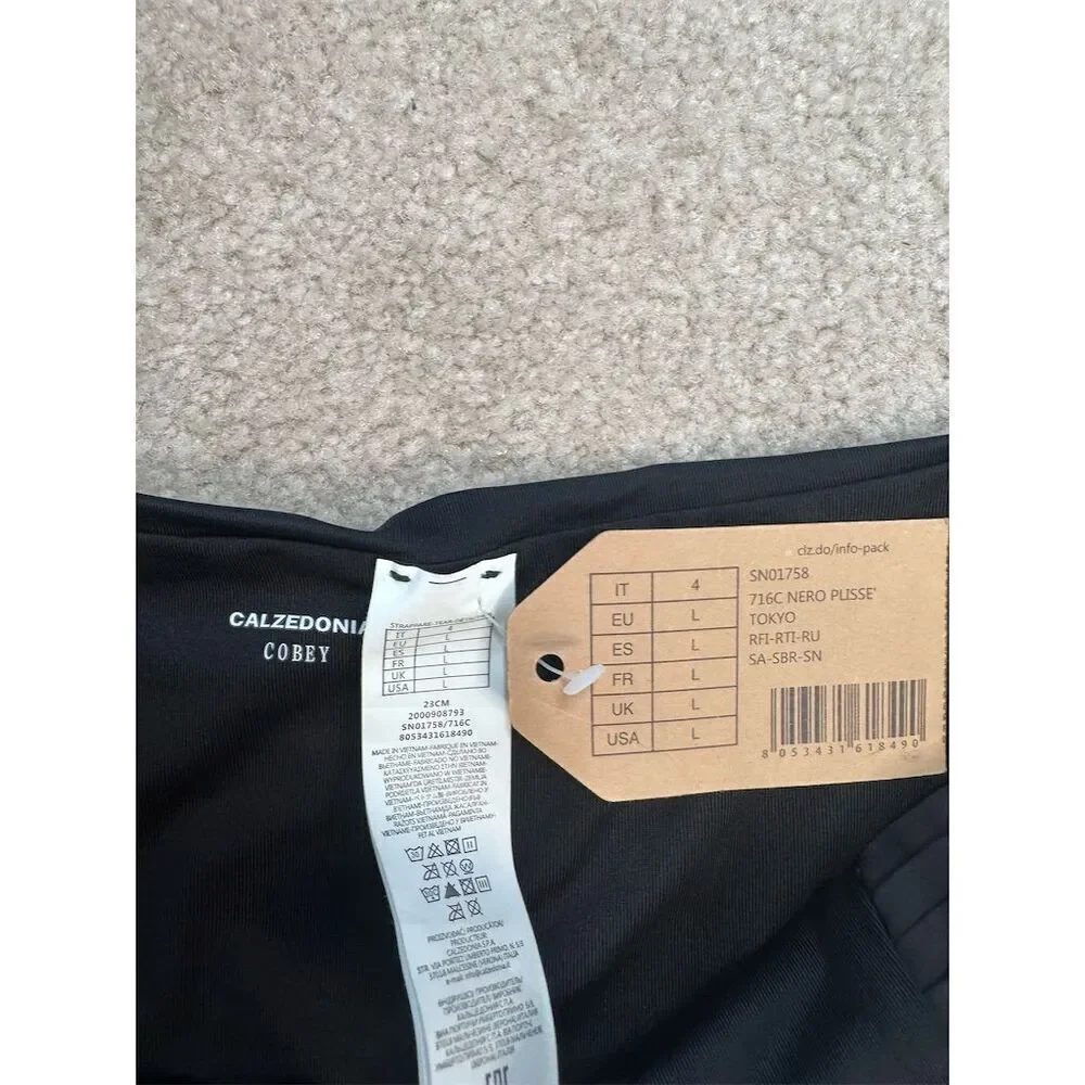 NWT Calzedonia  Women's Black Bikini Set L Padded Top Adjustable Straps